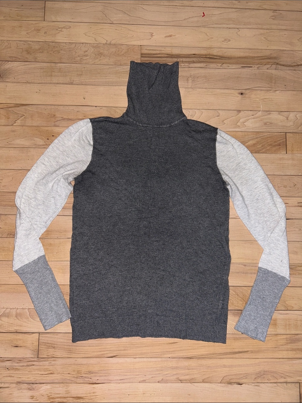 Apt. 9 Dark Gray Body with Light Gray Sleeves Turtleneck Sweater